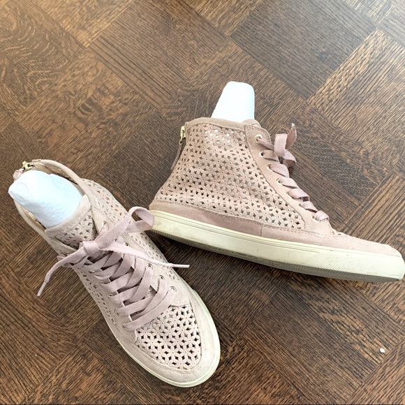 Blush coloured Lazer-cut suede “All-Star style” high top shoes - Picture 11 of 12
